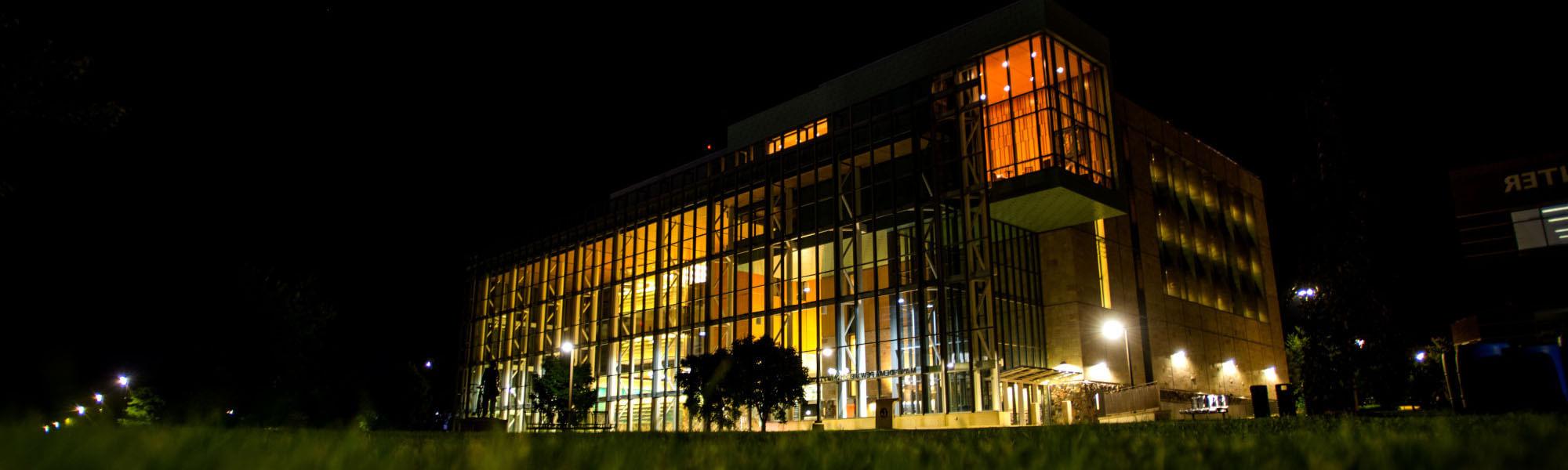 GVSU campus at night.